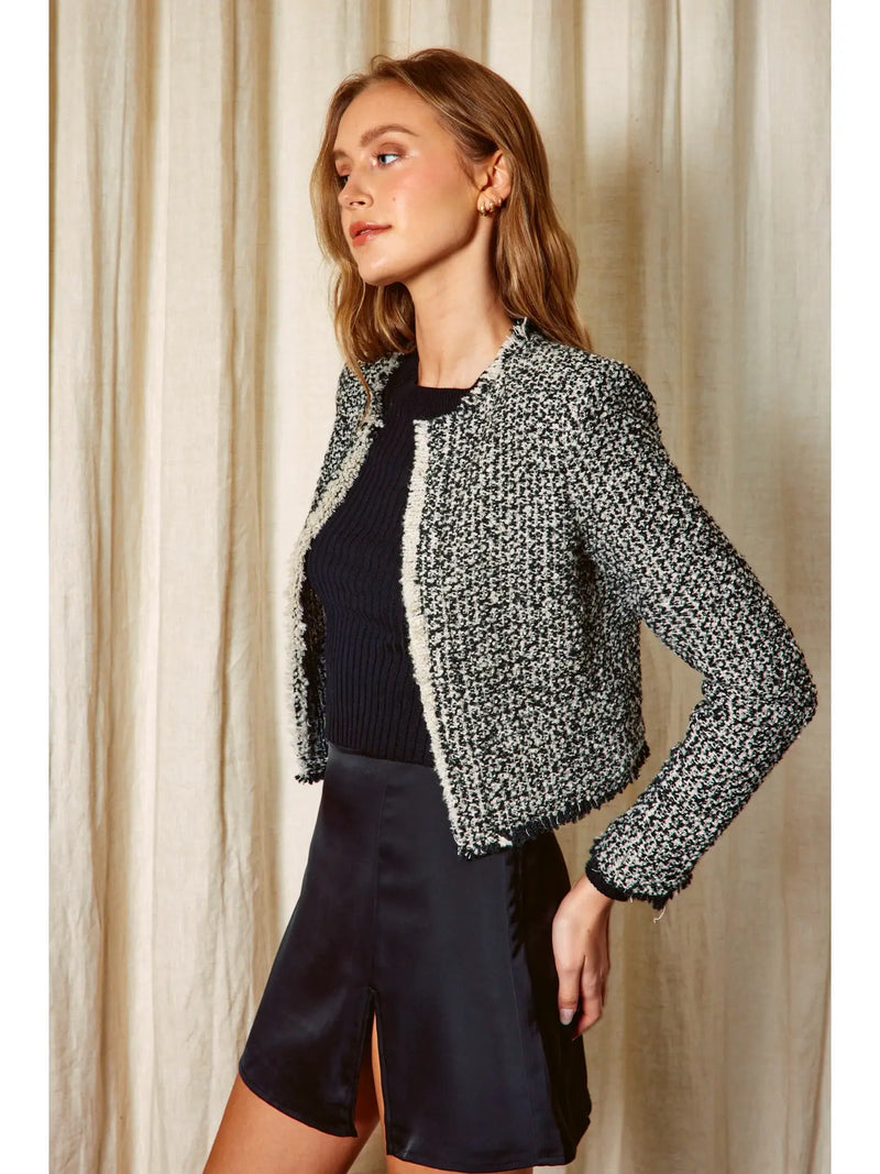 Open Front Tweed Blazer