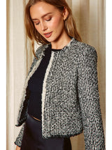 Open Front Tweed Blazer