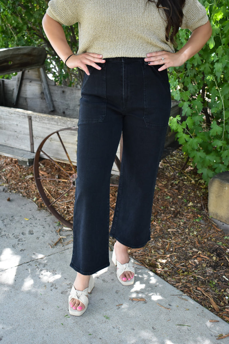 High Rise Cargo Pocket Wide Leg