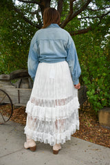 Stetson Sheer Lace Tiered Maxi Skirt