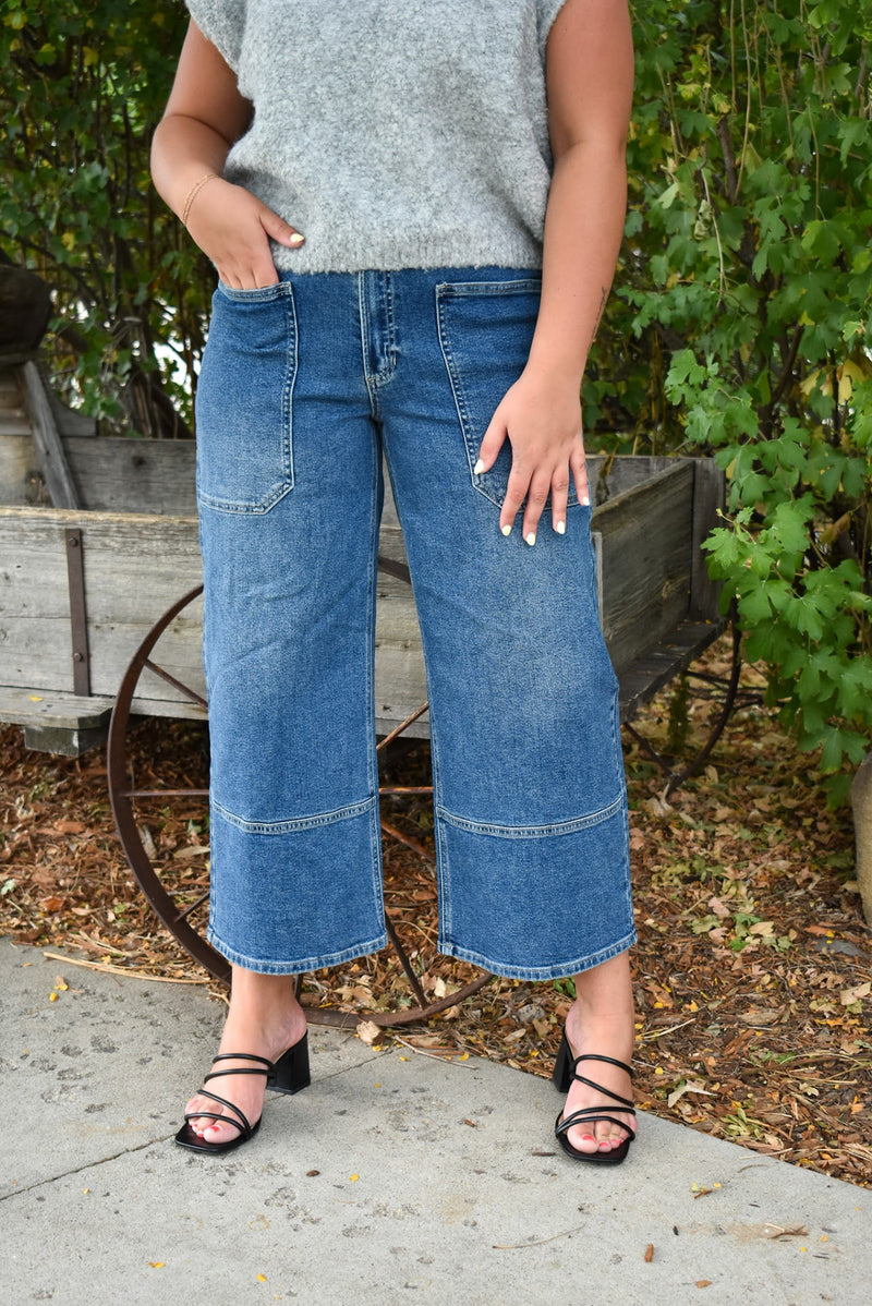 High Rise Cropped Wide Leg