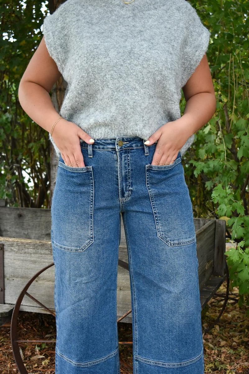 High Rise Cropped Wide Leg