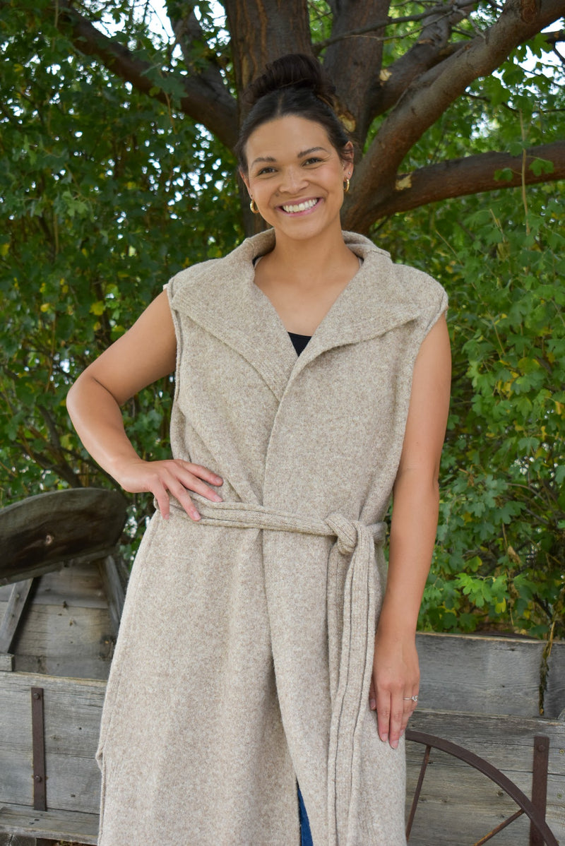 Bronc Wool Blend Belted Maxi Cardigan