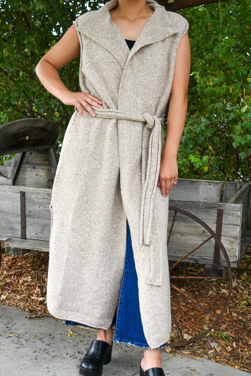 Bronc Wool Blend Belted Maxi Cardigan