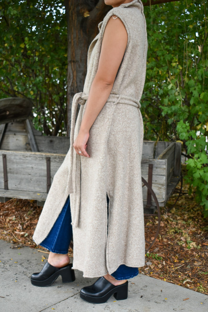 Bronc Wool Blend Belted Maxi Cardigan