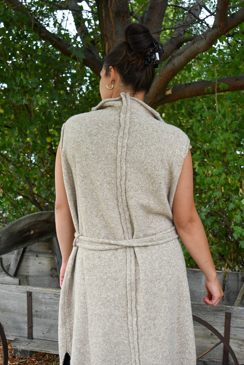 Bronc Wool Blend Belted Maxi Cardigan