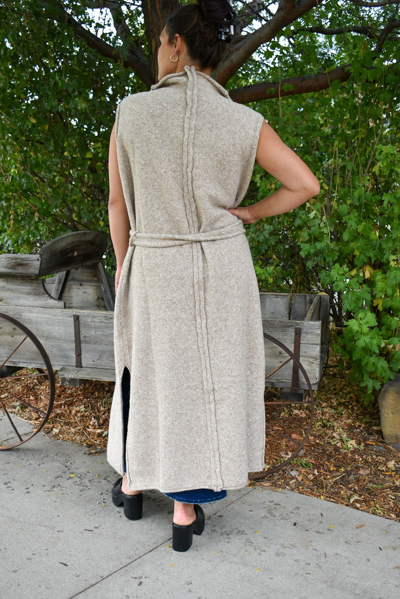 Bronc Wool Blend Belted Maxi Cardigan