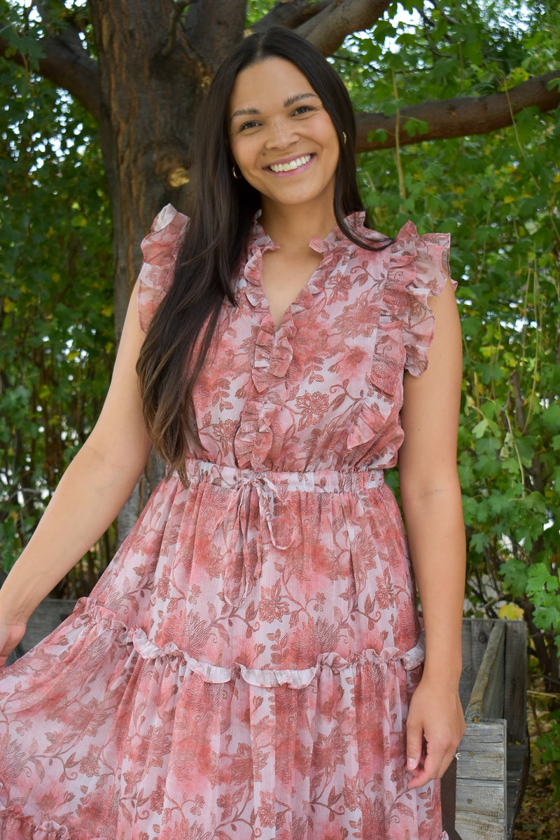 Callum Floral Tiered Midi Dress