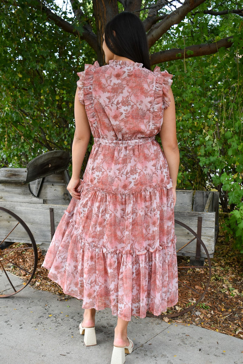 Callum Floral Tiered Midi Dress