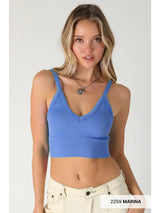 Ribbed V-Neck Bra