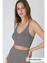 Ribbed V-Neck Bra
