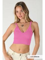 Ribbed V-Neck Bra
