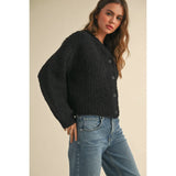 Roundneck Button Front Sweater Cardigan