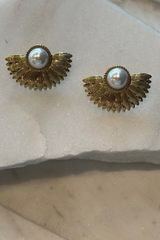Pearl Half Flower Earrings