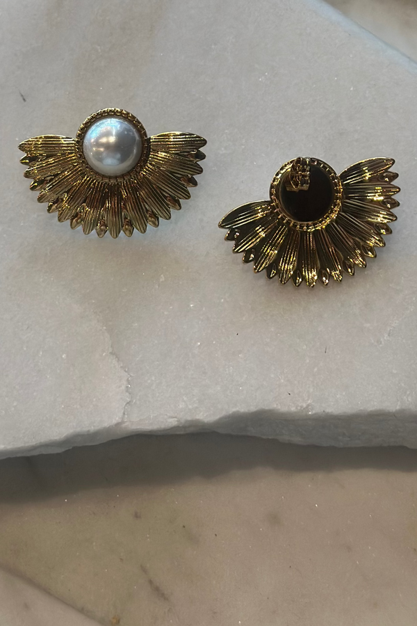 Pearl Half Flower Earrings