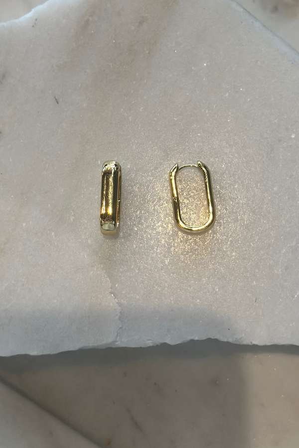 Wide Oval Hinge Hoop Earrings