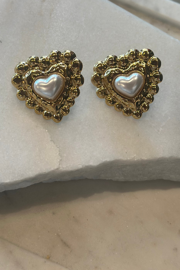 Pearl Heart Earrings