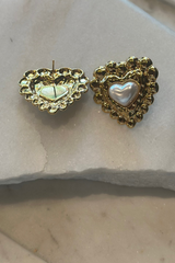 Pearl Heart Earrings