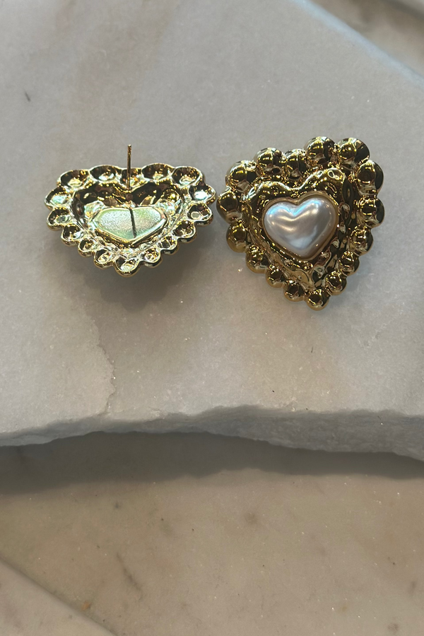 Pearl Heart Earrings