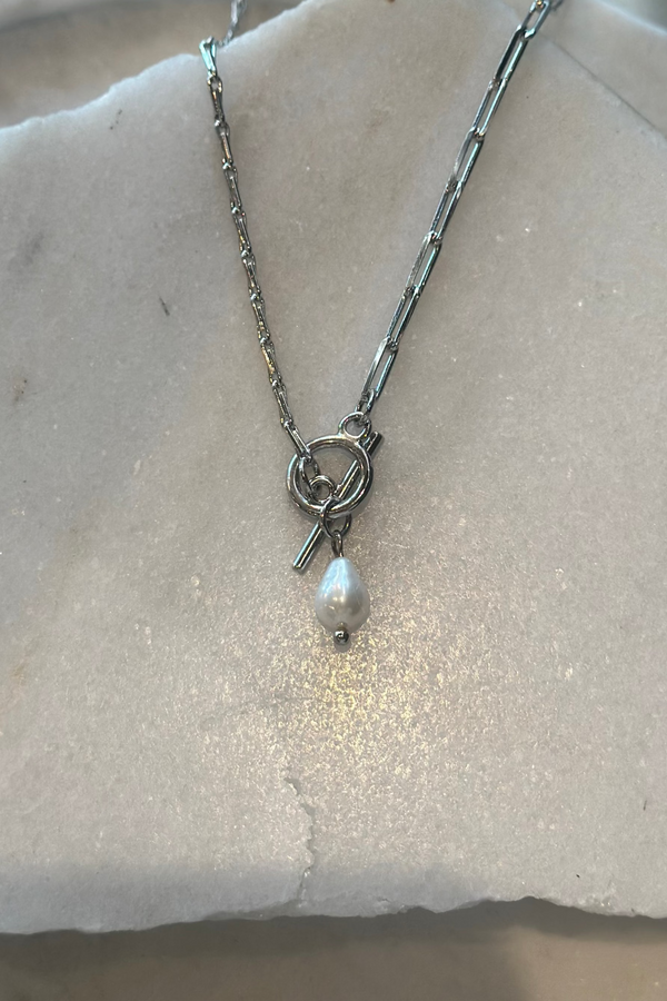 Toggle Pearl Charm Necklace