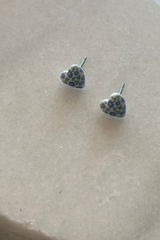 Floral Acrylic Heart Stud Earrings Set