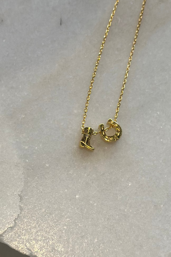 Cowboy Boots & Horse Shoe Charm Necklace