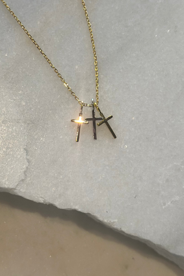 Triple Cross Pendant Necklace
