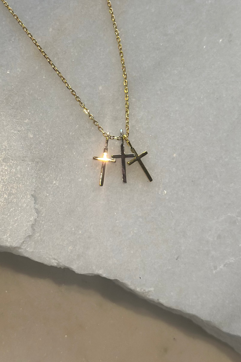Triple Cross Pendant Necklace