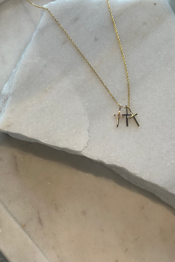 Triple Cross Pendant Necklace