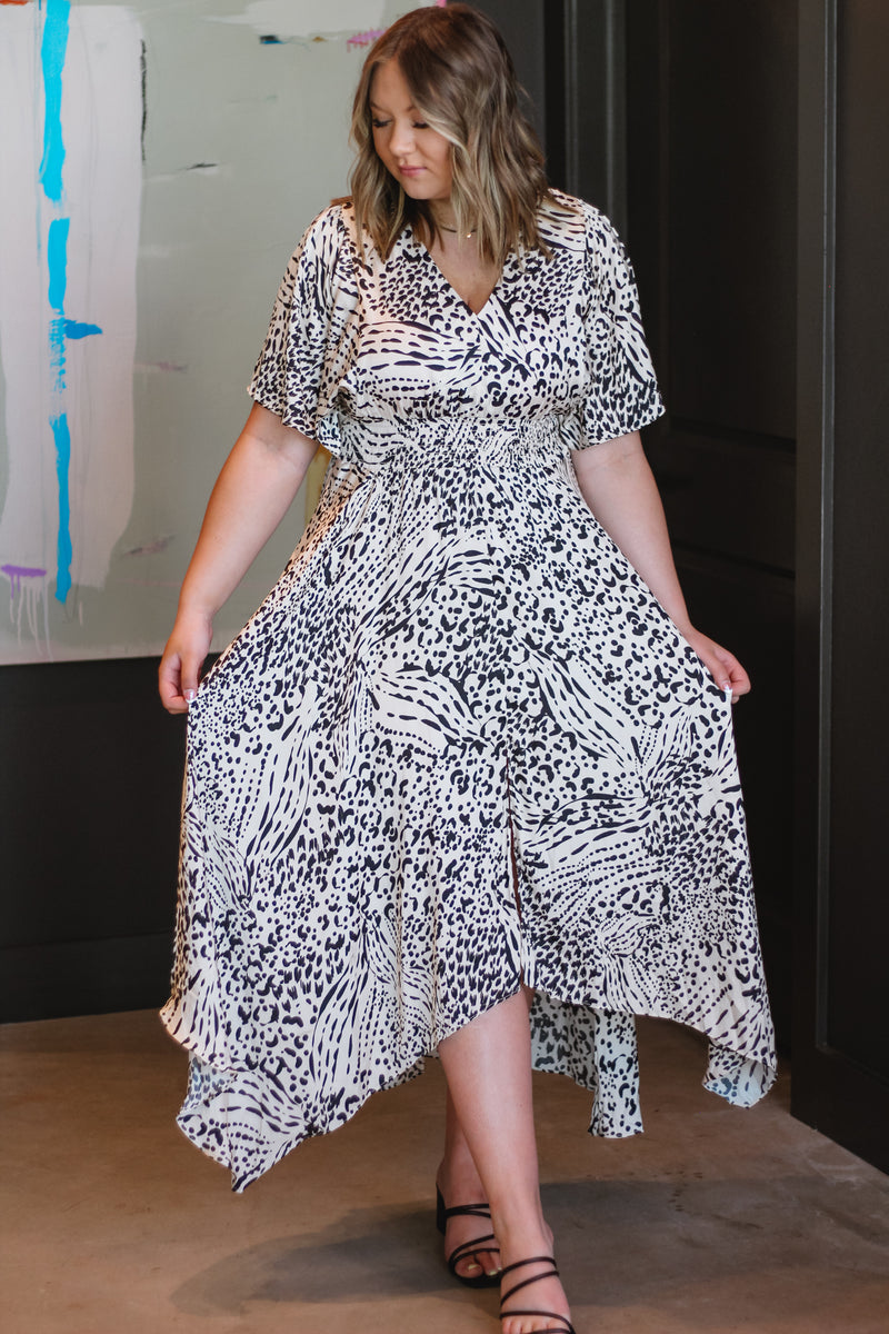 Printed Unbalanced Skirt Maxi Dress