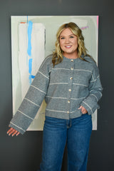 Button Front Striped Cardigan