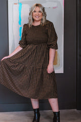 Smocked Bodice Gingham Dress