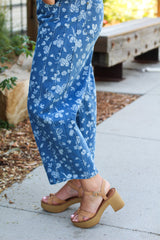 Callie Washed Floral Denim Barrel Pants