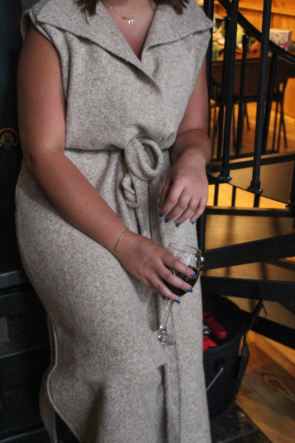 Bronc Wool Blend Belted Maxi Cardigan