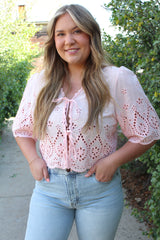 Embroidered V-Neck Open Top