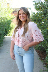 Embroidered V-Neck Open Top