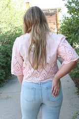 Embroidered V-Neck Open Top