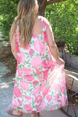 Strapless Floral Maxi Dress with Convertible Scarf