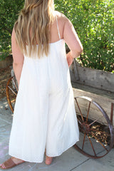 Woven Eyelet Tube Wide Leg Jumpsuit