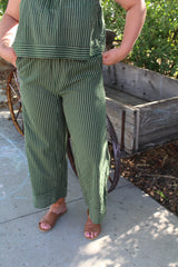 Striped Print Straight Wide Leg Pants