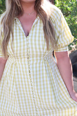 Gingham Puff Sleeve Dress