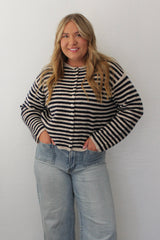 Striped Button Front Sweater Cardigan