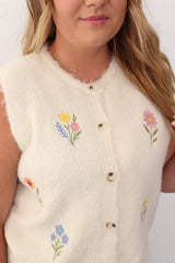 Floral Embroidered Sweater Vest