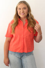 Boxy Linen Button-Up Blouse