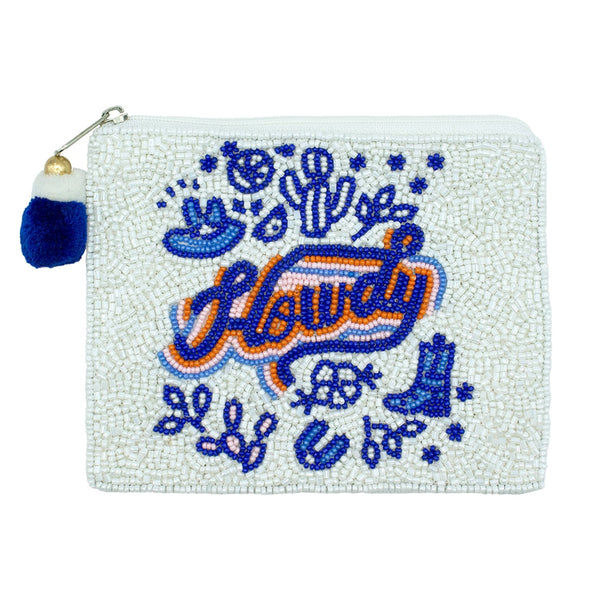 Blue Howdy Beaded Pouch