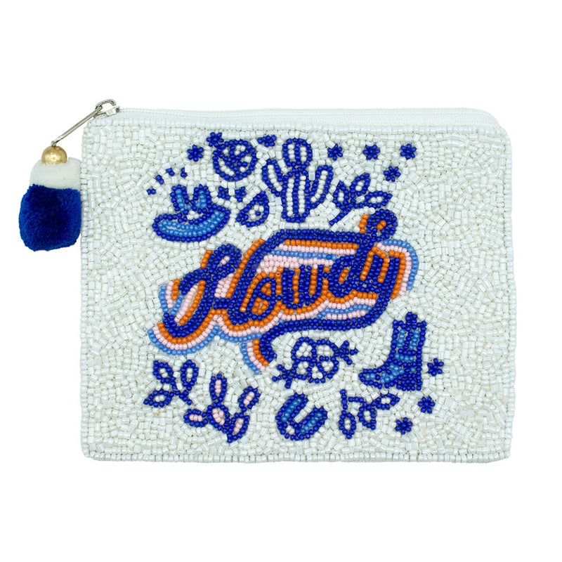 Blue Howdy Beaded Pouch