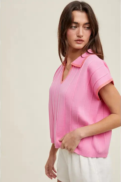 Preppy Collared Sweater Top