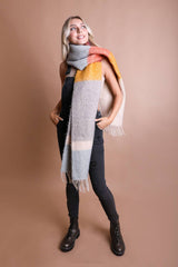 Winter Color Block Faux Mohair Scarf