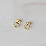 Tiny Beaded Open Heart Studs