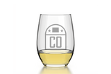 Colorado State Emblem Stemless Wine Glass